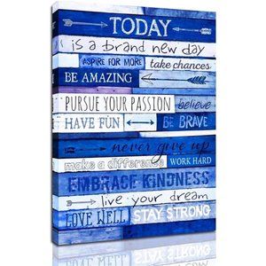 Inspirational Wall-Art - Positive Quotes Office Wall Decor - Blue Motivational